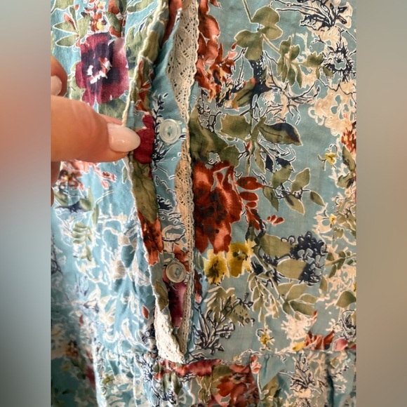 Umgee fall floral cottage long sleeve pullover hidden button blouse large - Picture 3 of 9